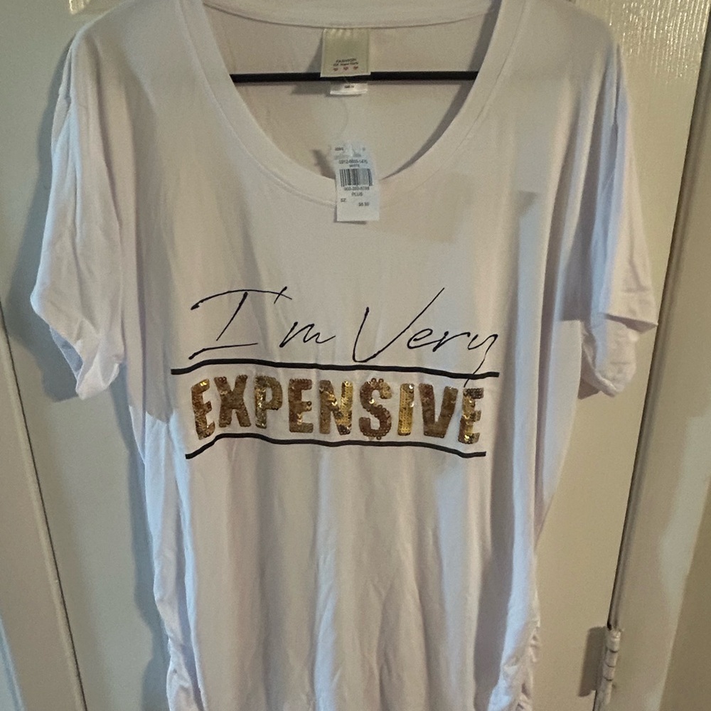 White T-Shirt with Gold Lettering
